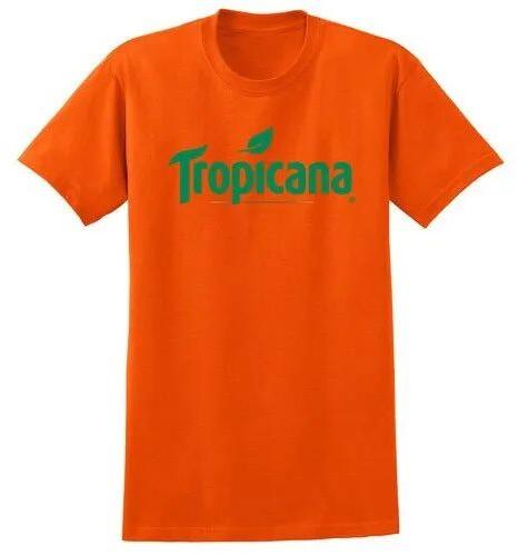 Printed Polyester Cotton Promotional Logo T-shirts, Color : Orange