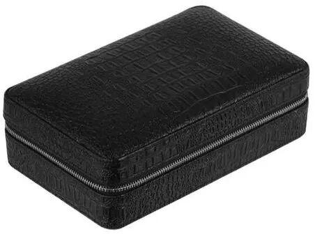 Rectangular Leather Cigar Case Set, Color : Black