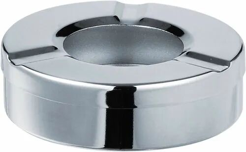Round Stainless Steel Ashtray, Color : Silver