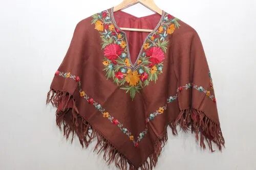 Ladies Embroidered Poncho, Color : Marron