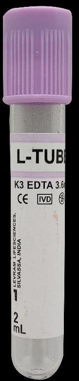 LEVRAM K3EDTA blood collection tubes, Feature : Crack Proof, Disposable, Durable