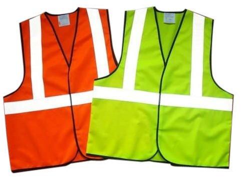 Without Sleeves Polyester Reflective Safety Jacket, for Construction, Pattern : Plain