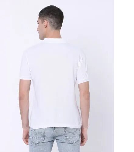 White Men Collar T Shirt, Size : XS to XXL