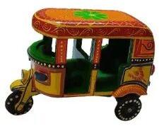 Yellow Wooden Auto Rickshaw