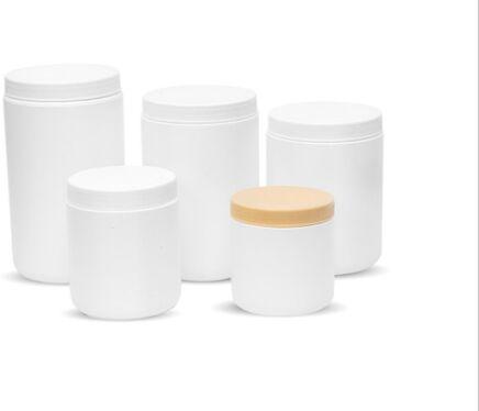 White Round HDPE Jar, Pattern : Plain