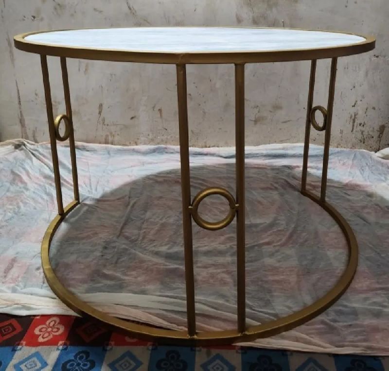 Polished Brass Iron Round Coffee Table, Size : 35x 20 Inches