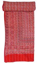 Hand Sewn Red Kantha Throw Blankets, Packaging Type : Plastic Bag