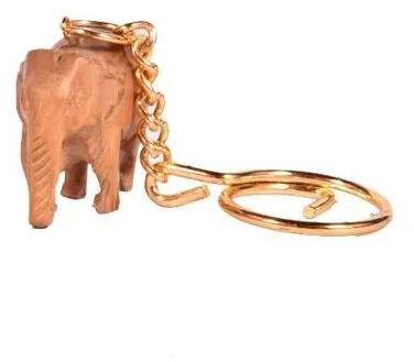 Sandalwood  elephant Keychain, Color : Brown