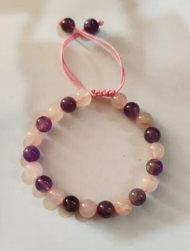 Gemstone Beads Adjustable Bracelet, Color : Pink, Purple