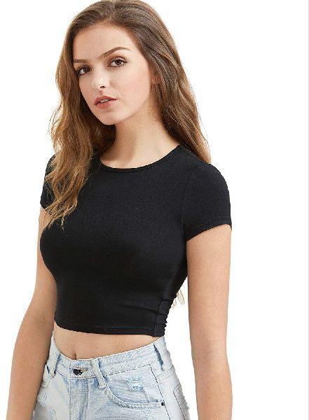 SweatyRocks Women’s Basic Short Sleeve Scoop Neck Crop Tops Women