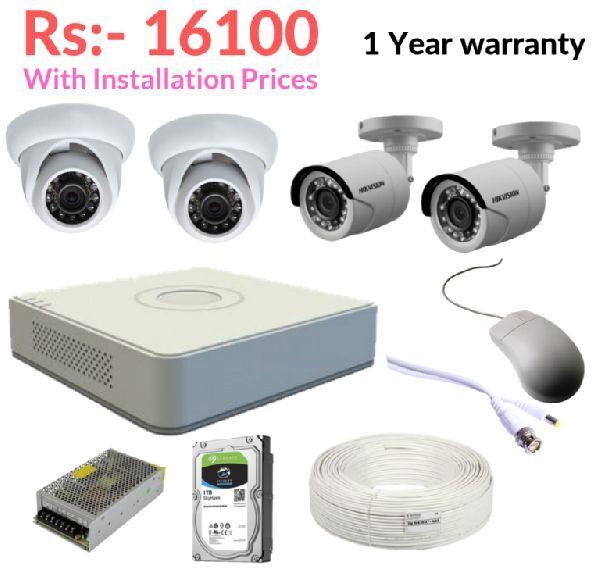 4 Cameras 5 MP Day and Night HD CCTV Cameras (2 Dome + 2 Bullet)- Cp Plus Installation