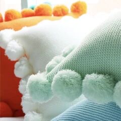 Round 90% Fiber 10% Cotton Merry Pompom Cushion, Features : Softness