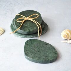 Pebble Green Granite Marble Coasters, Size : 1H x 10 x 10cm