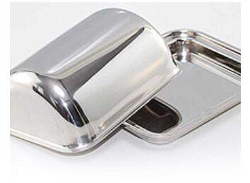 Rectangular Stainless Steel Silver Butter Dish, Size : 14.5 x 11.5 cm