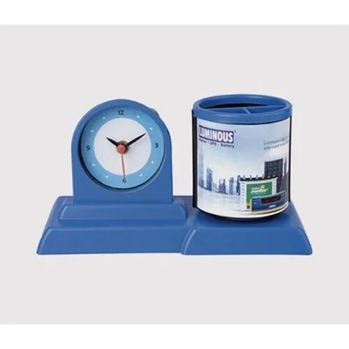 Plastic Office Table Clock, Color : Blue