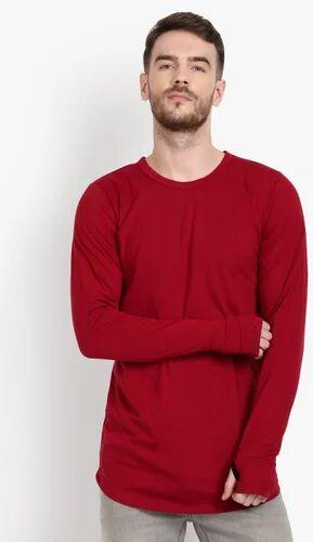 Men Round Neck Maroon T-Shirt