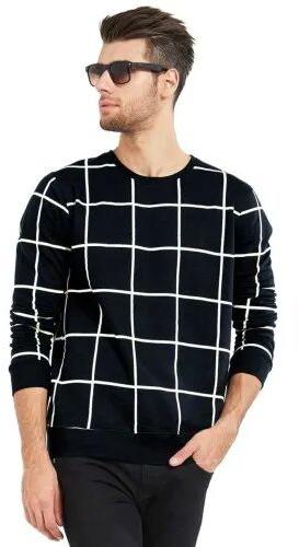 Cotton Checked Mens Printed T-shirt, Size : Small-XXL