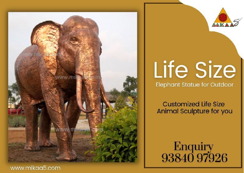 Life Size Elephant Statue for Outdoor, Size : 11X3 Feet