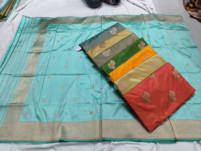Banarasi Katan Silk Unstitched Suit, Length : 2.5