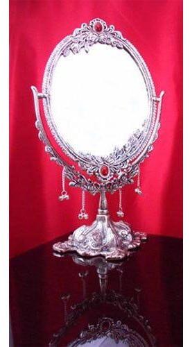 Oval Decorative Table Top Mirror, Color : Silver