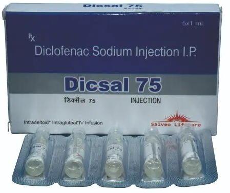 Dicsal 75 Diclofenac Sodium Injection, Packaging Type : Alu-Alu Pack