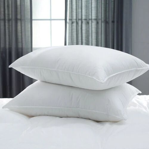 Titos White Cotton Poly Fiber Pillow, Pattern : Plain
