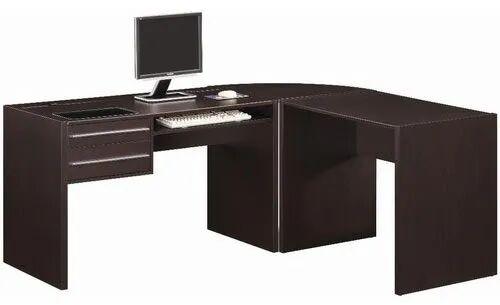 L Shaped Wooden Computer Table, Color : Brown