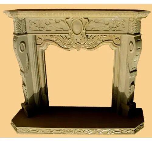Yellow Polished Stone Fire Place