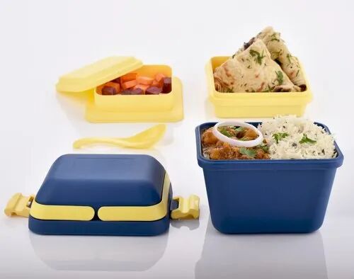 Plastic Lunch Box, Color : Red, Grey, Blue