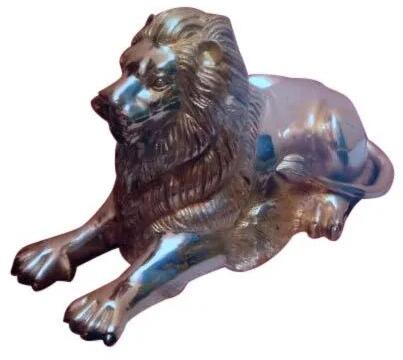 Brass Lion Statue, Color : Silver