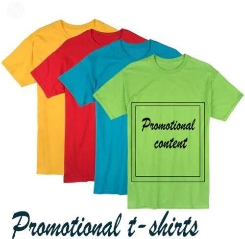 Printed Round Promotional Cotton T Shirt, Size : Medium