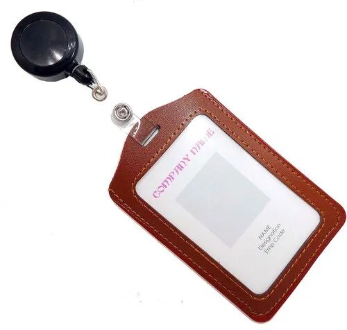 Rectangular Leather Id Card Holder, Color : Brown
