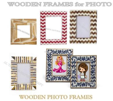 Square Printed Polished Brown Wooden Photo Frame
