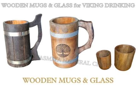 Light Brown Wooden Handicraft Mug and Glass, for Decoration, Shape : Multishape