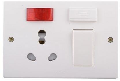 3 Pin Electric Switch, for Home, Office, Restaurants etc, Color : White