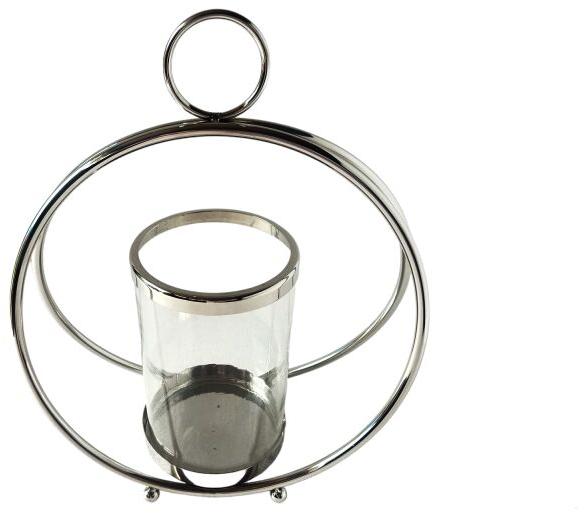 Silver Polished Stainless steel pillar candle holder, for Decorative, Technics : Handmade