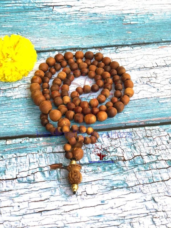 Brown 108 Beads Knotted Tulsi Mala