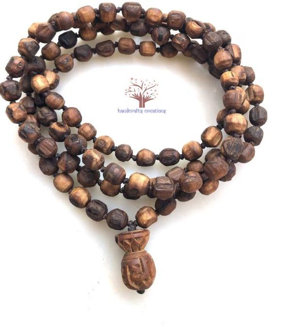 108 Natural Beads Tulsi Mala, Color : Brown