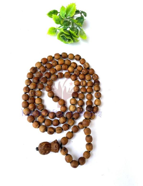 108 Natural smooth Beads Tulsi Mala, Color : Brown