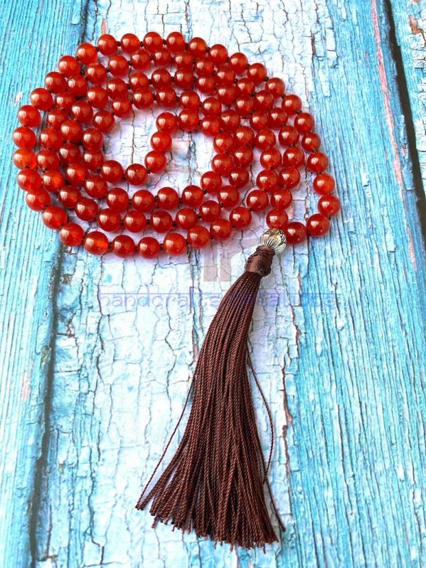 Red Carnelian Natural Stone Beads Mala