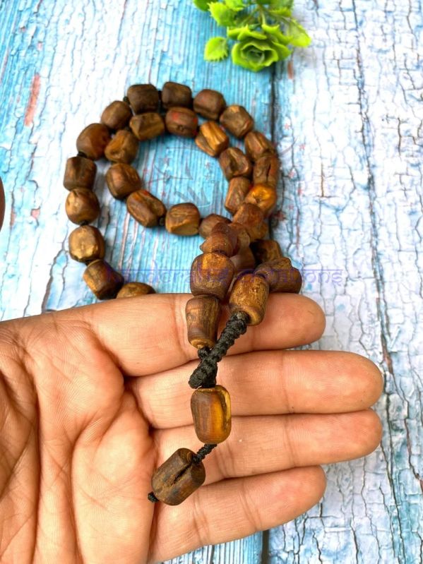 Hand Carved Tulsi Neck Beads Mala, Color : Brown