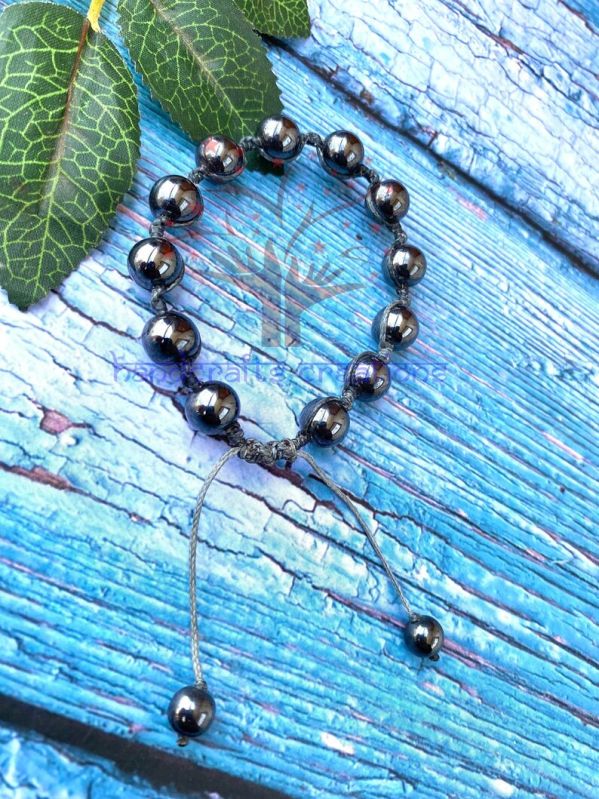 Polished Hematite Beads Bracelet, Technics : Handmade