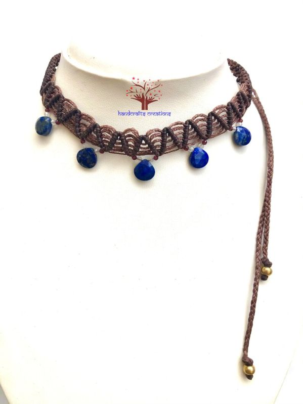 Blue Macrame Choker Lapis Lazuli Pendant, Specialities : Attractive, Handcrafts