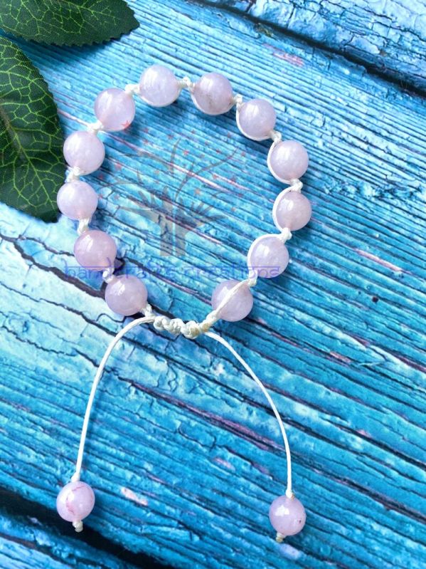 Polished Rose Quartz Beads Bracelet, Gender : Unisex