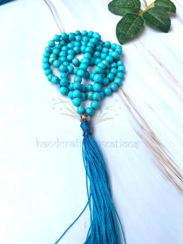 Blue Glossy Turquoise Stone Beads Mala