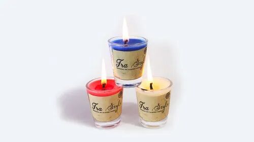 Cylindrical Scented Glass Votive Candle, Color : Multi