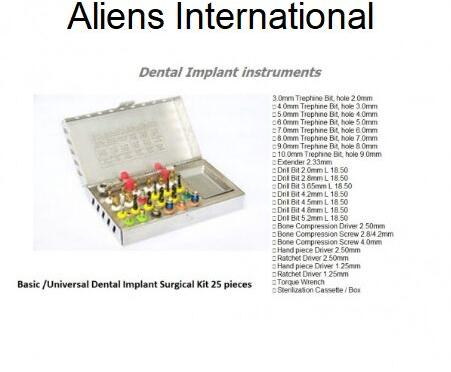 DENTAL IMPLANT UNIVERSAL SURGICAL KIT FOR 25 PIECES