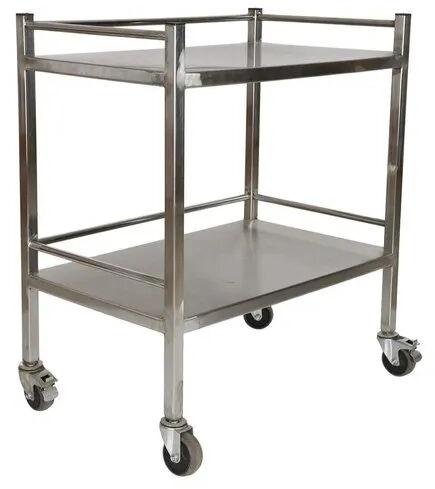 Stainless Steel Hospital Instrument Trolley, Color : Silver