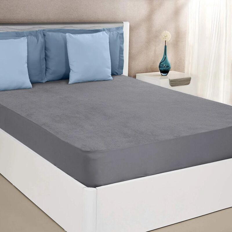 Plain Cotton Mattress Protector, Color : Grey