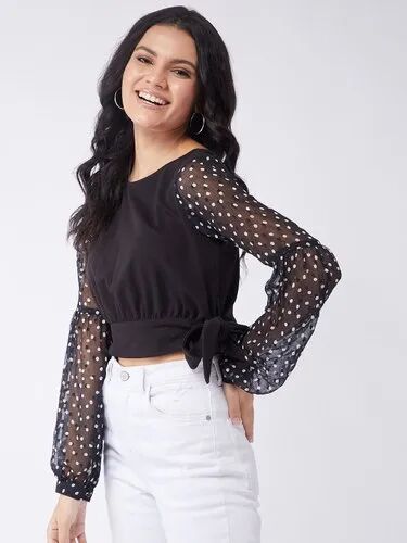 Ladies Retro Polka Crop Top, Size : XS